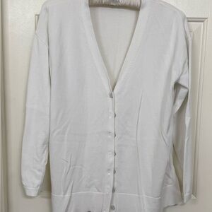 Talbots Classic White Boyfriend Cardigan